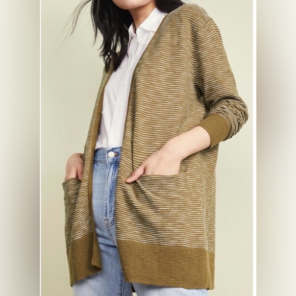 Madewell Summer Ryder Stripe Cardigan in Spiced Olive - Picture 7 of 7